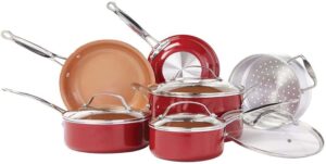 BulbHead Red Copper Non-Stick Cookware Set